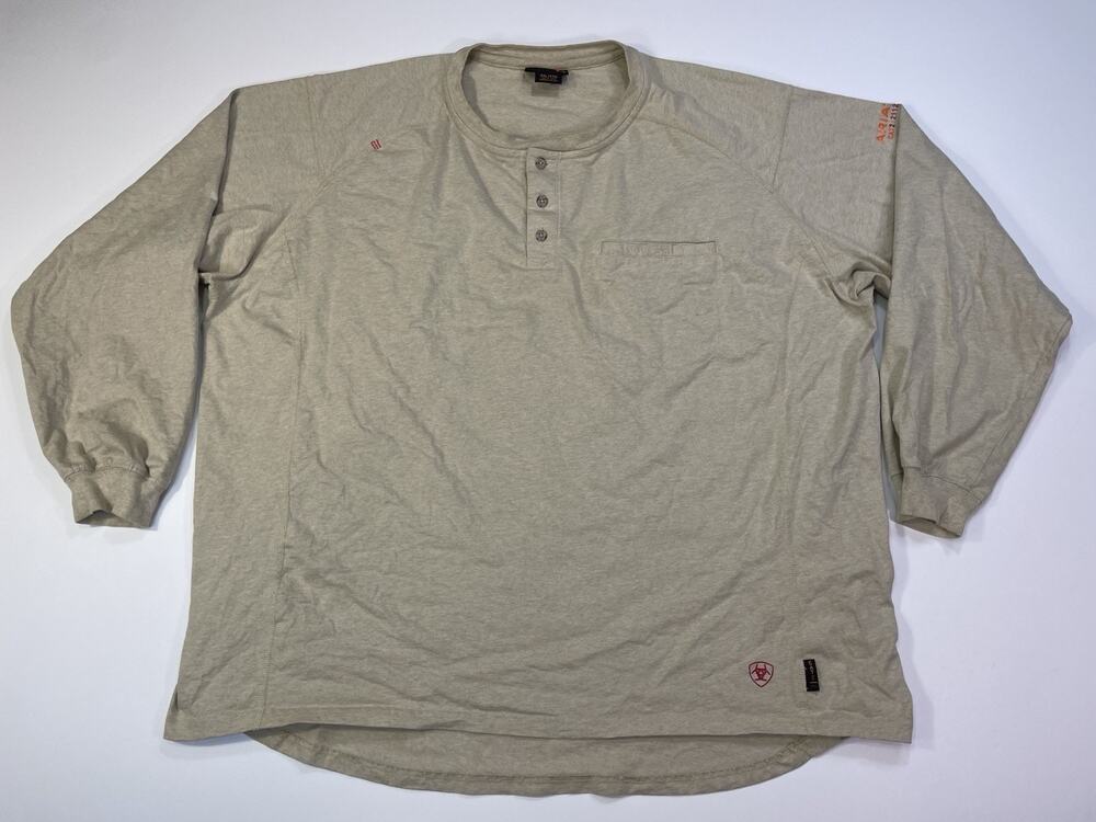 Ariat FR Shirt Mens 4XL CAT 2 Flame Resistant Work Long Sleeve 1/4 Henley